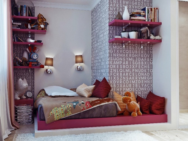 Splendid-Young-Teen’s-Room-Decorating-Ideas-Image-12-Pink-Cozy-Fashionable-Platform-Bed